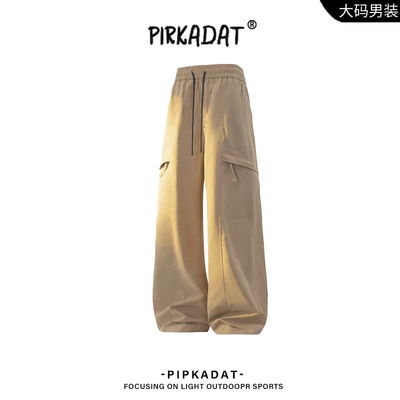 Pirkadat秋季新款男士垂感工装裤男美式复古潮流宽松直筒运动长裤