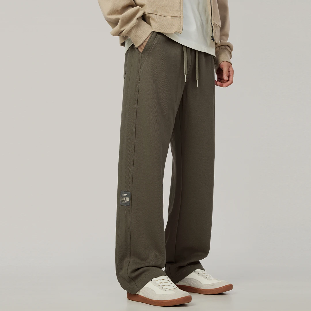 2025秋季新款纯色美式重磅卫裤男潮牌宽松直筒运动简约休闲长裤男