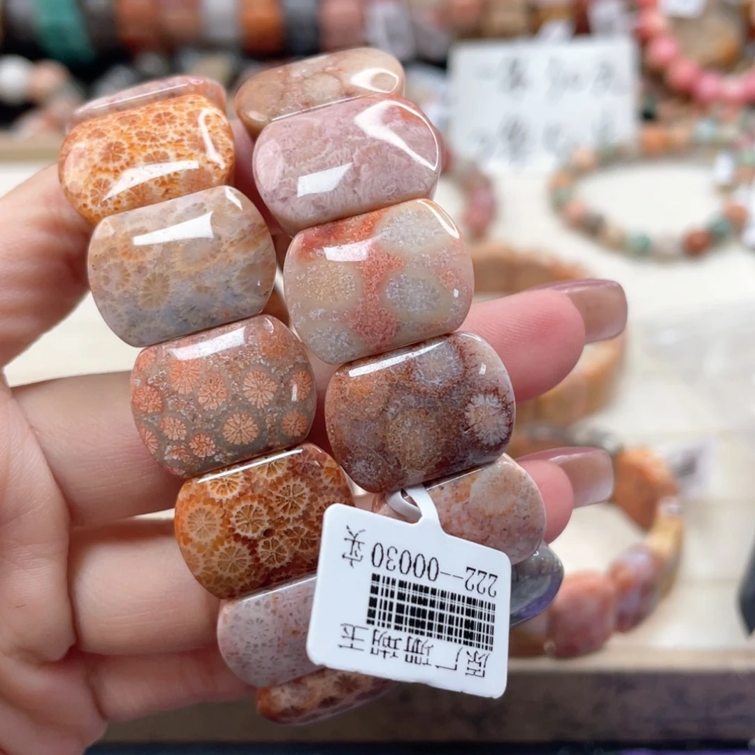 硅化珊瑚（珊瑚玉）手链未镶嵌白*北655