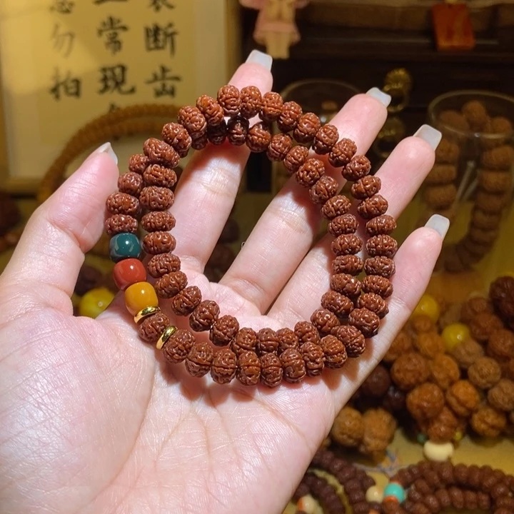 吊坠金刚菩提106玉化双圈红绿灯