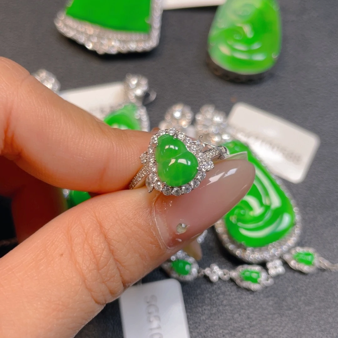 翡翠银S925镶嵌挂件