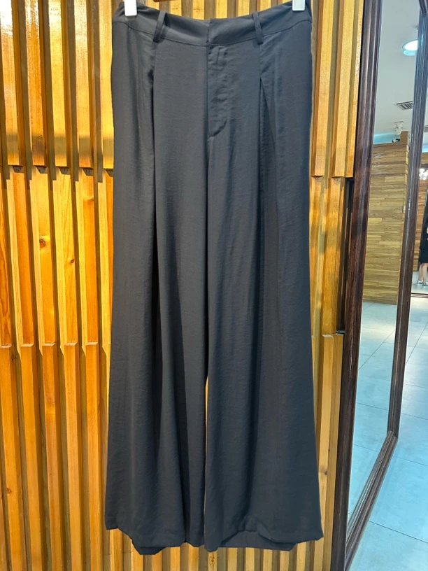 高腰垂坠感阔腿裤女宽松显瘦拖地长裤夏季