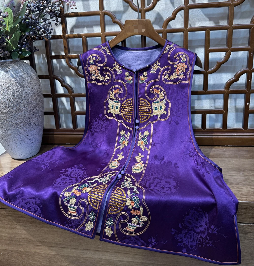 [WYZAKING]【紫玉烟岑】新中式重工刺绣香云纱复古无袖背心马夹