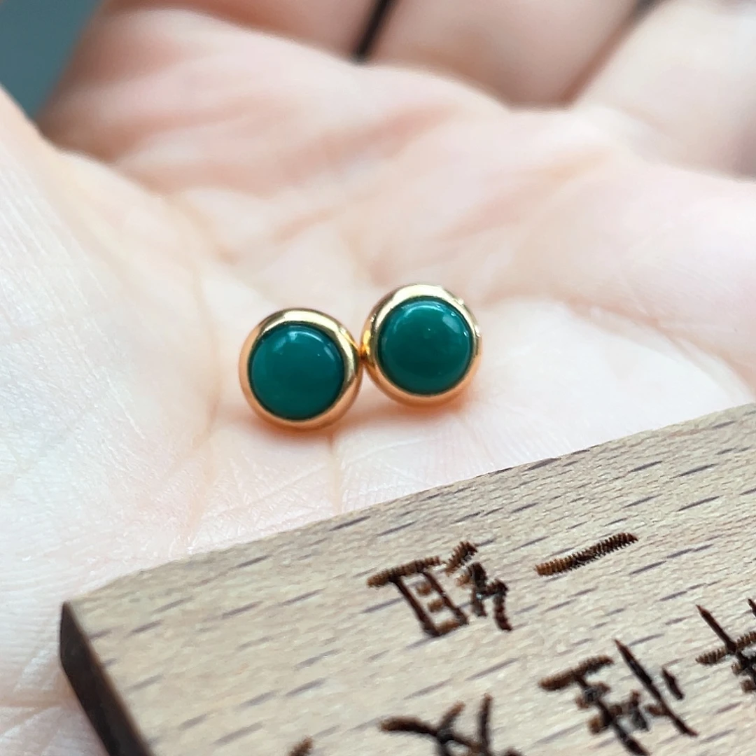 绿松石银S925镶嵌耳饰