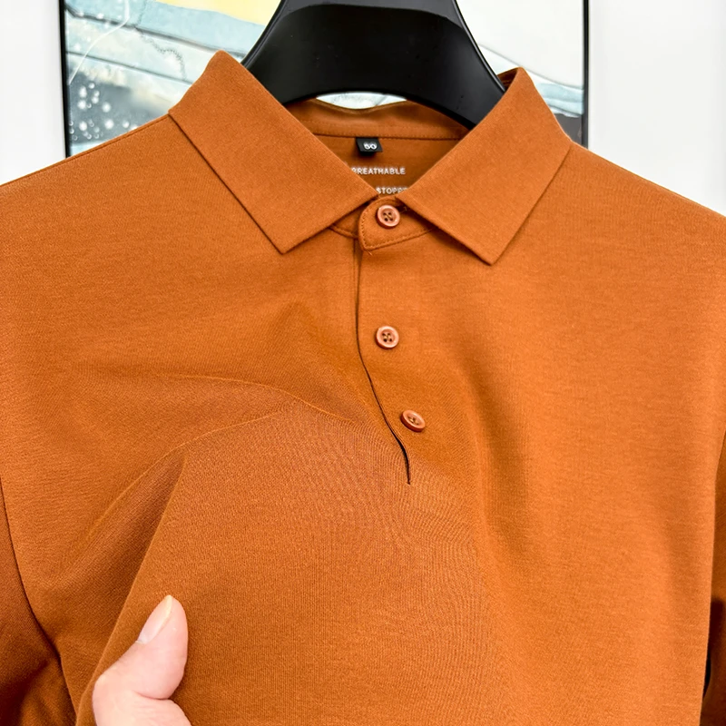 CATIA SELI秋季男士长袖t恤翻领高档商务休闲宽松上衣爸爸POLO衫