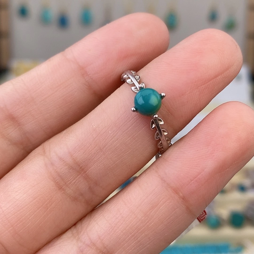 绿松石银S925镶嵌戒指