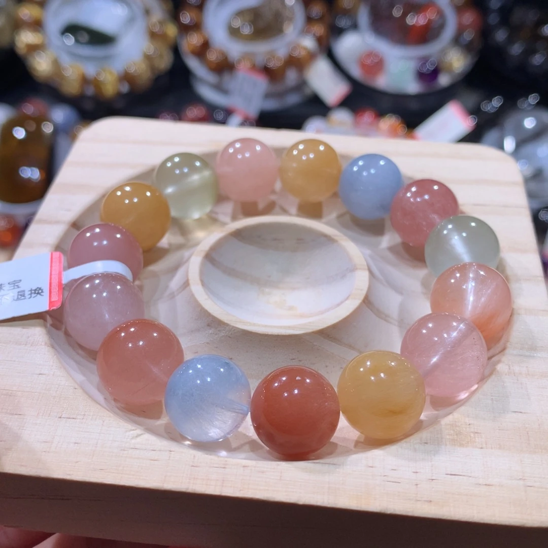 未镶嵌手链水晶彩兔毛13mm