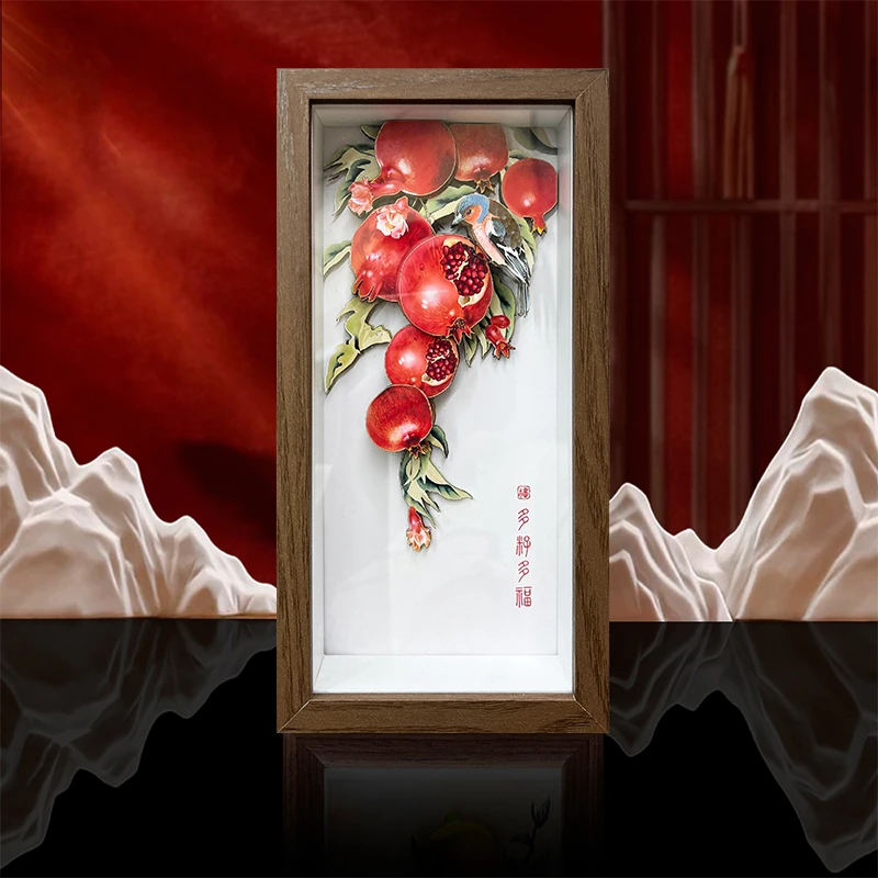 多子多福手工剪纸立体画桌面礼品非遗文创伴手