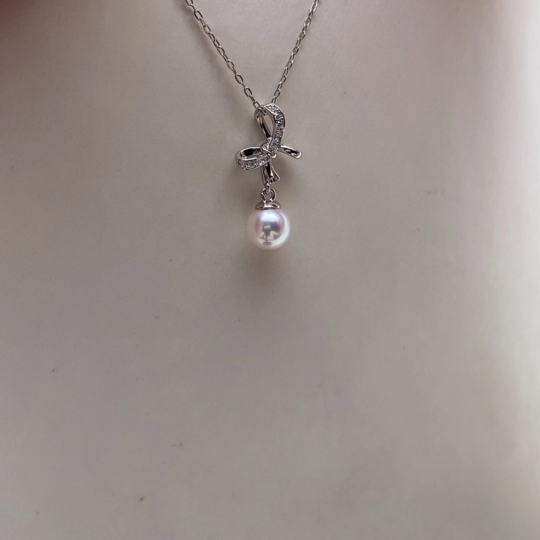 海水珍珠银S925镶嵌吊坠(赠链)6.5-7mm ak