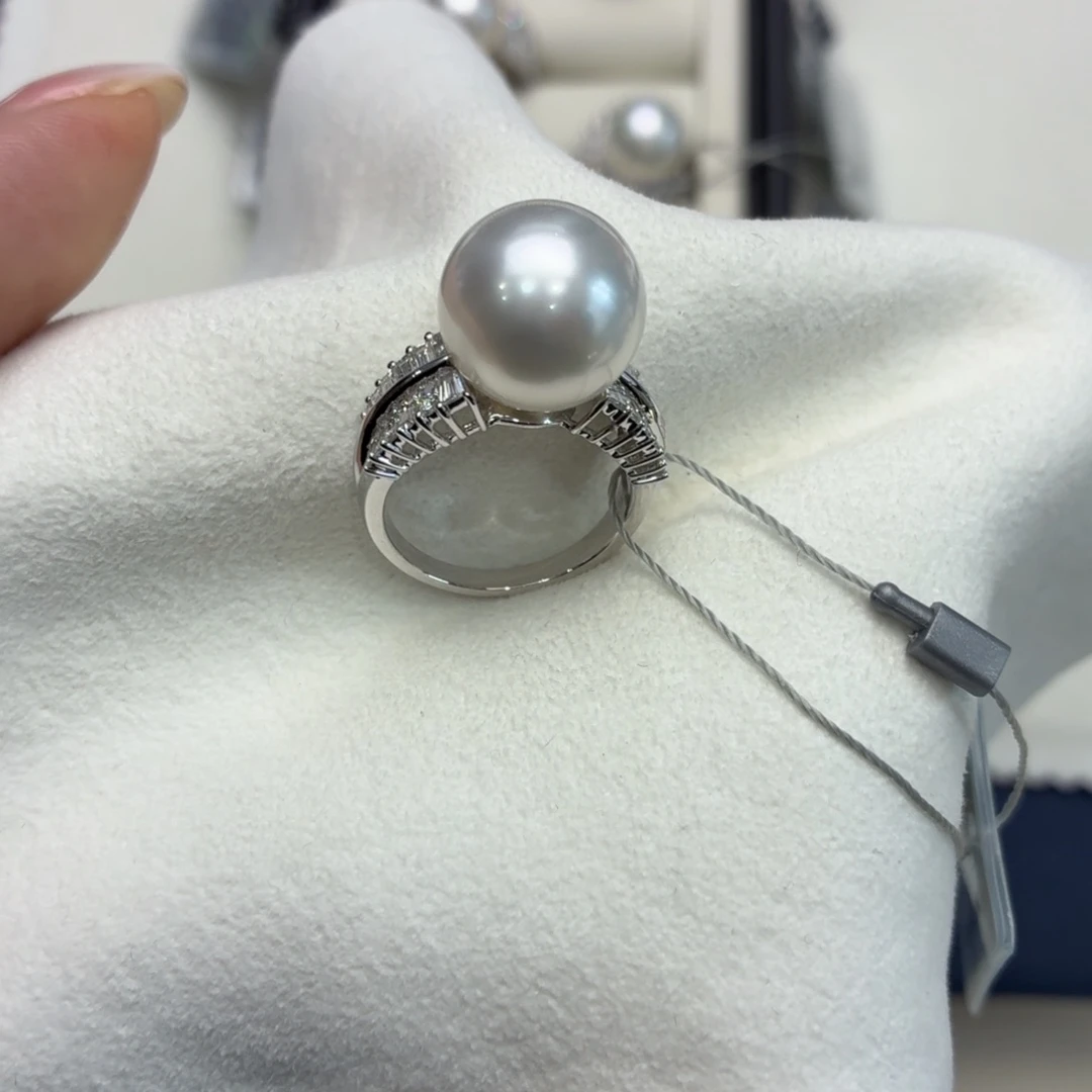 海水珍珠戒指18K金镶嵌13.1