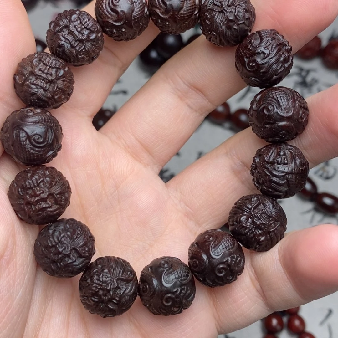 手串/手链小叶紫檀无胶模龙珠