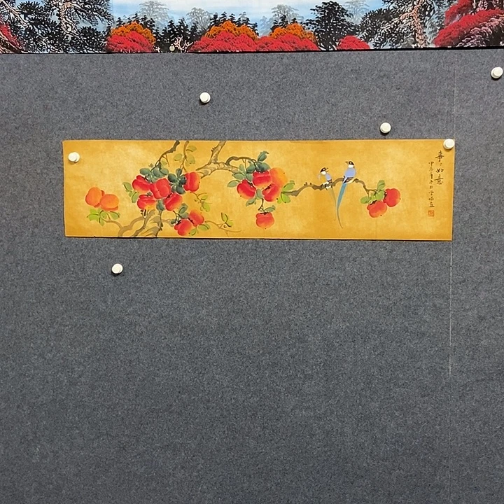 国画四尺对开花鸟一副