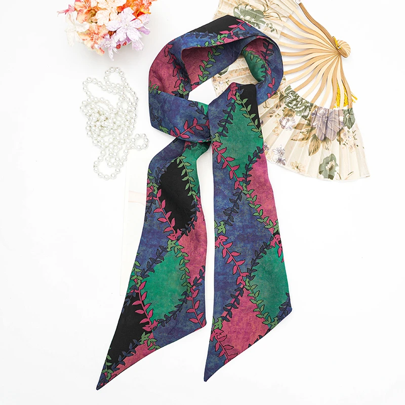 香云纱【花枝美梦】尖角飘带丝巾护颈防晒长条双层桑蚕丝气质百搭