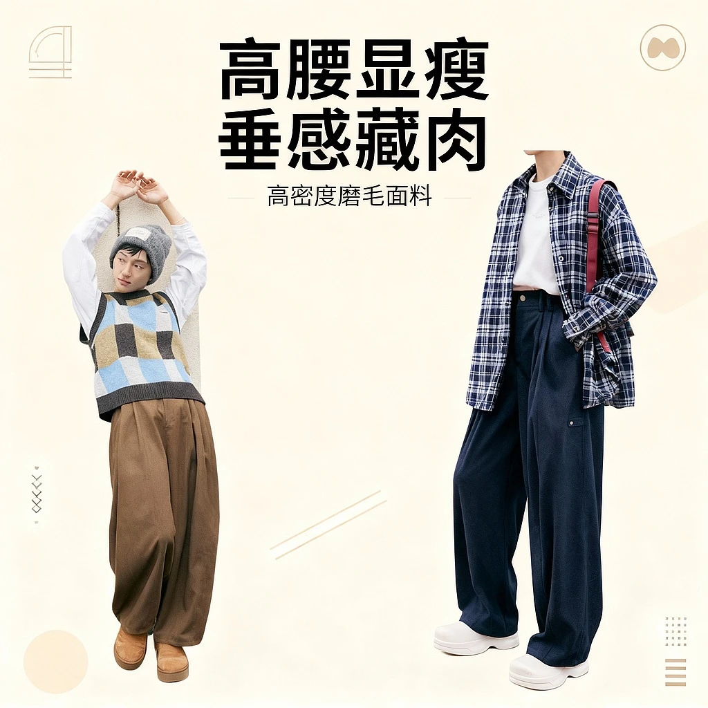 鹿与飞鸟神裤升级版！多色加厚款工装休闲裤宽松长裤6287阔腿裤