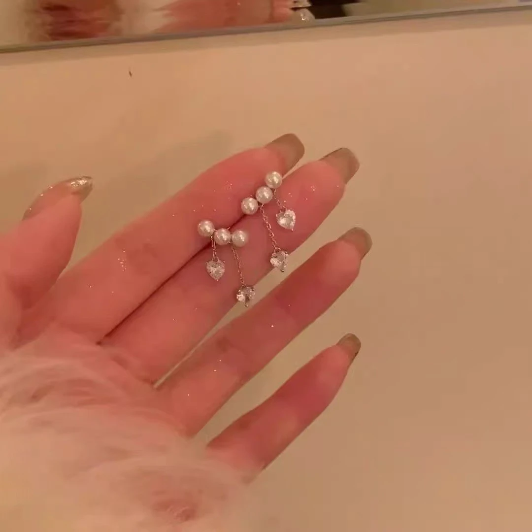 合金耳饰 爱心珍珠银针简约设计耳饰高级ins新款耳环气质爆款耳环