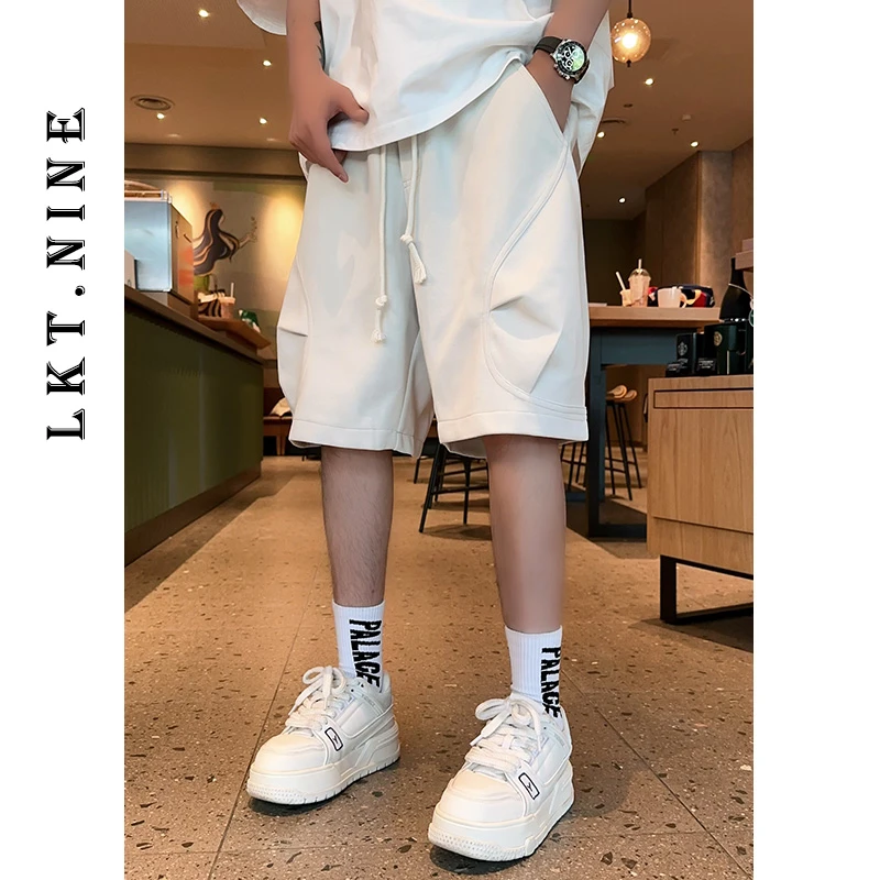 LKT.NINE美式重磅运动短裤男士夏季潮牌宽松休闲直筒针织卫裤5723