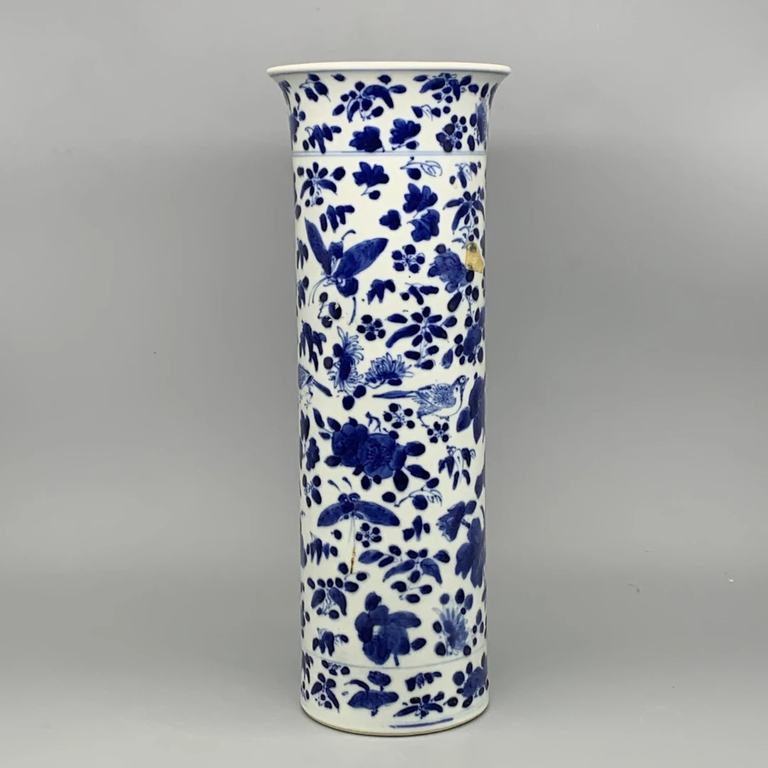 62507116*清光绪青花花鸟纹花觚/瓷器六/江苏省文物总店/MM