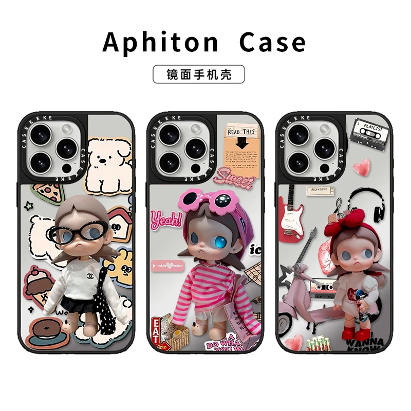 GGBond可爱小女孩合集适用苹果17/16pro镜面手机壳iPhone15/14/13