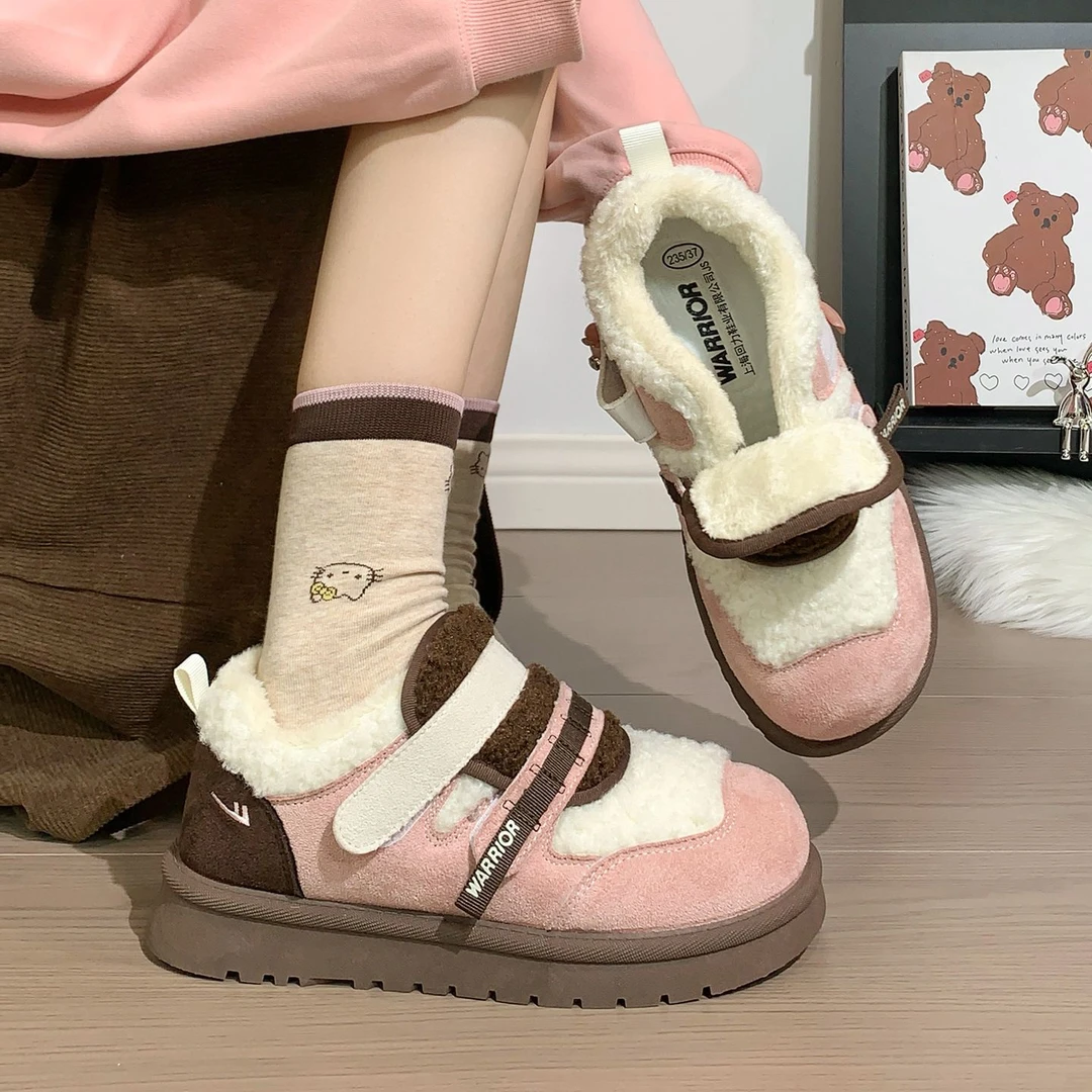 回力毛绒厚底鞋女款2025年秋冬新款保暖棉鞋轻便百搭包跟加绒棉鞋