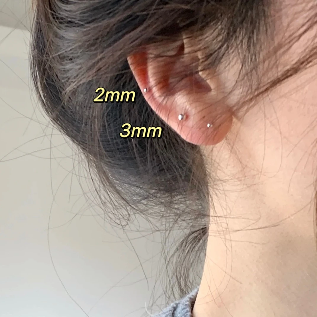 足银耳饰 s999纯银耳钉女简约小巧银耳棒耳骨钉银豆豆耳环免摘