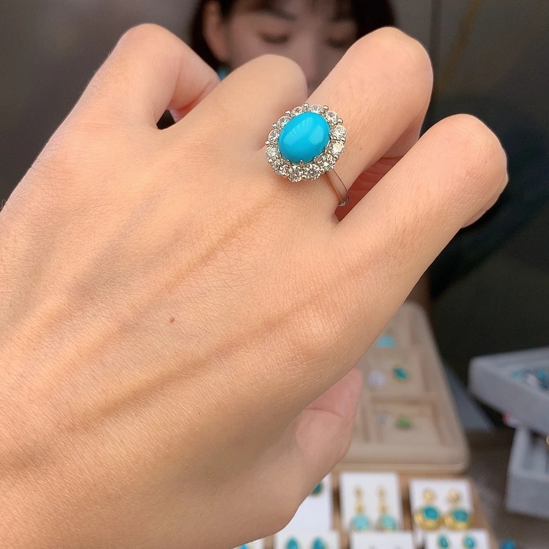 绿松石银S925镶嵌戒指