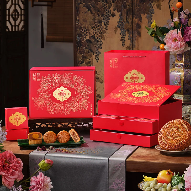 五芳斋中秋华韵月饼三层礼盒1280g广式蛋黄莲蓉五仁月饼团购