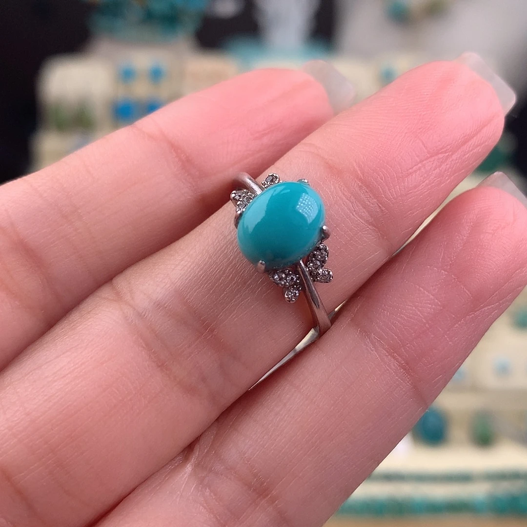 绿松石银S925镶嵌戒指