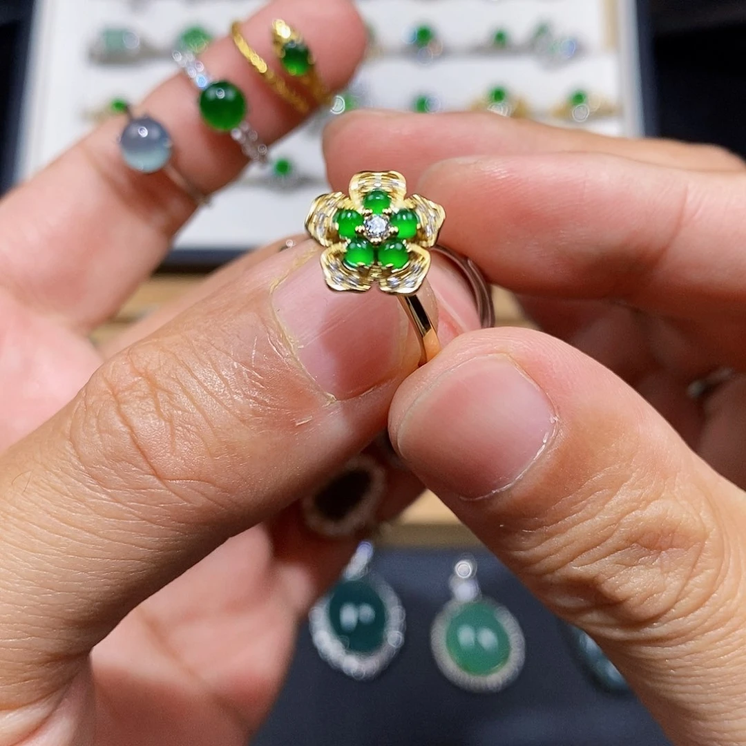 银S925镶嵌戒指翡翠古*姐戒指