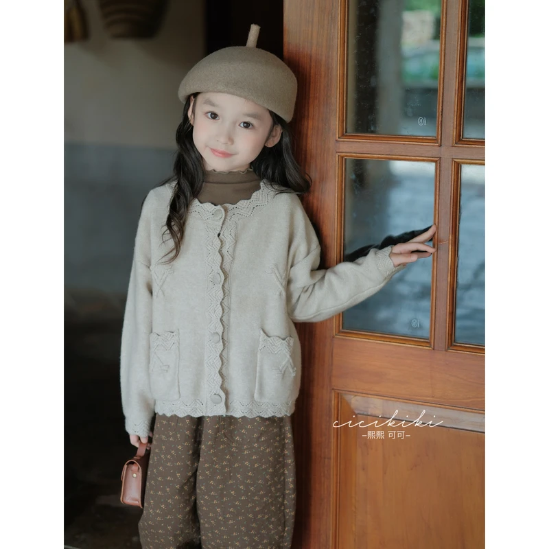 【莉雅】儿童童装秋冬时尚百搭长袖女童针织外套熙熙可可MY2469