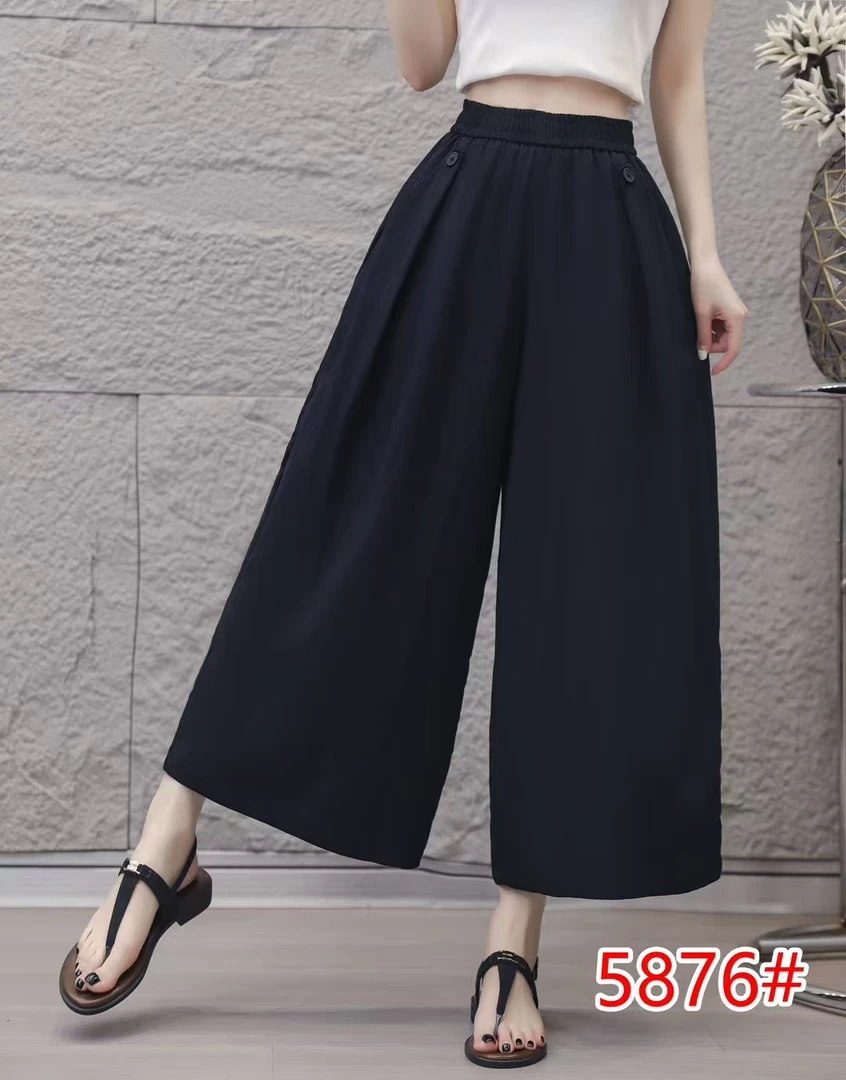 【众帆女装2】5876秋季款阔腿时尚百搭舒爽垂感宽松休九分休闲裙裤