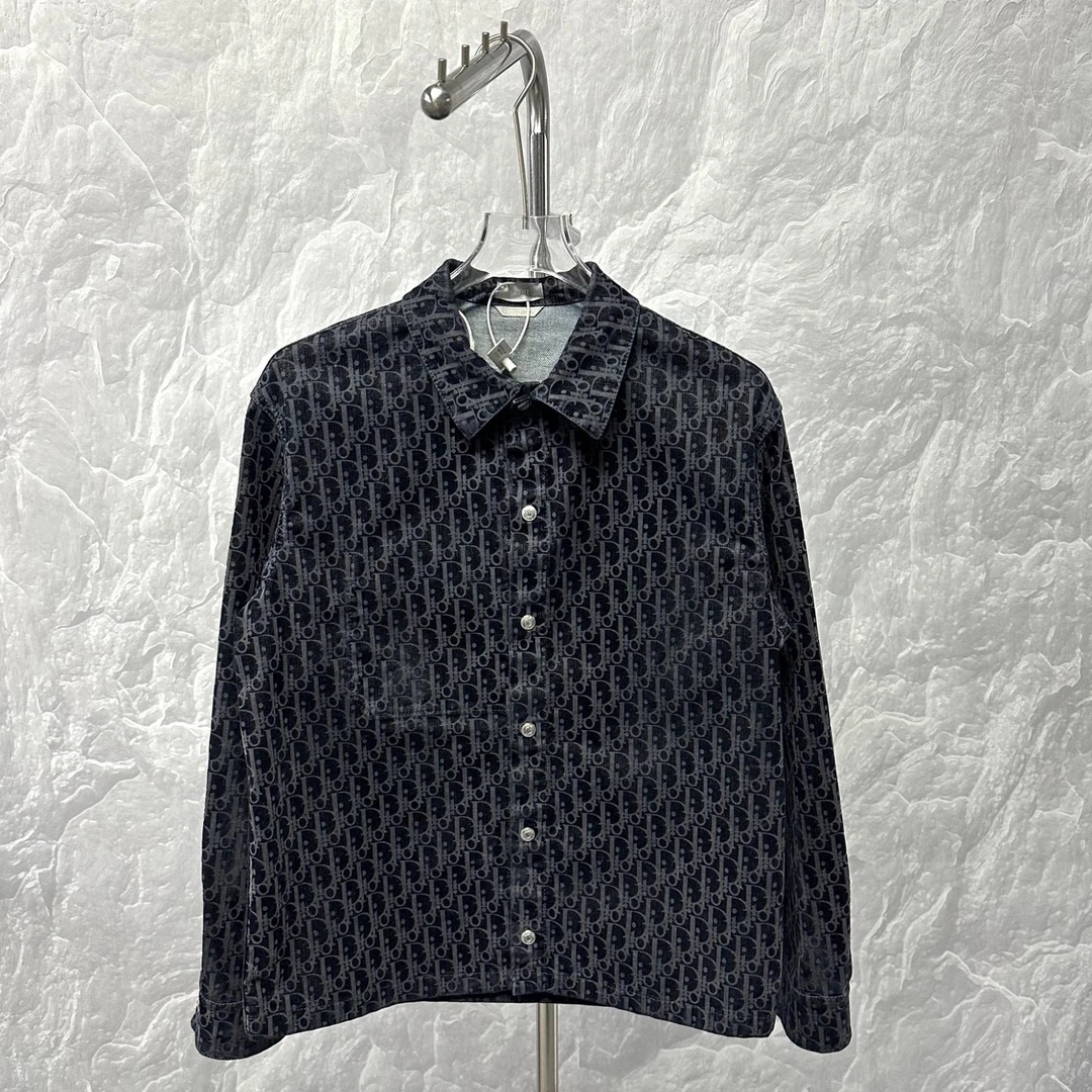99新 DIOR/迪奥 植绒老花满印牛仔外套 44码 P00219