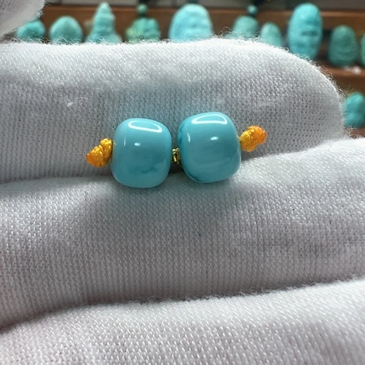 绿松石未镶嵌老型对珠7.2mm