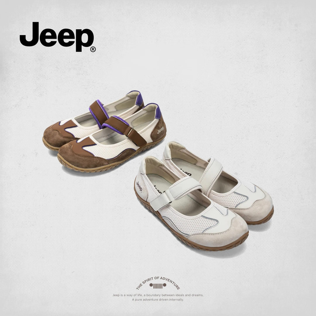 jeep平底玛丽珍女鞋2025春夏新款法式运动休闲鞋舒适轻便浅口单鞋