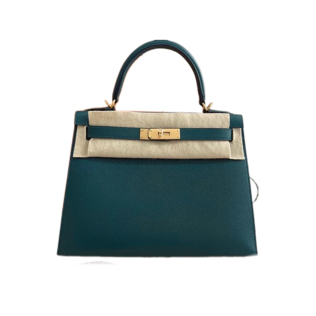 95新 Hermes/爱马仕 kelly 28 松柏绿6O 外缝/JW0950
