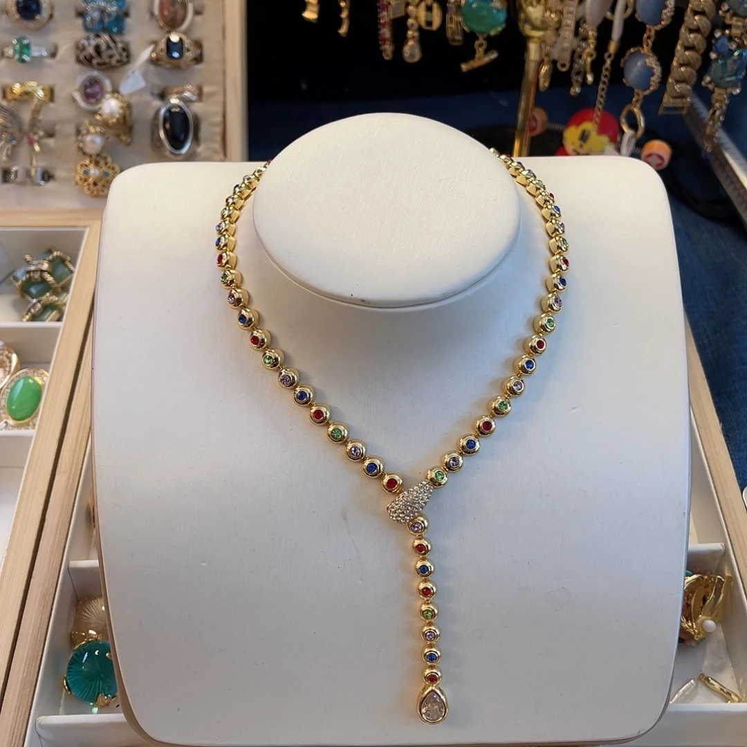 锆石铜锆石铜合金C*H彩钻项链