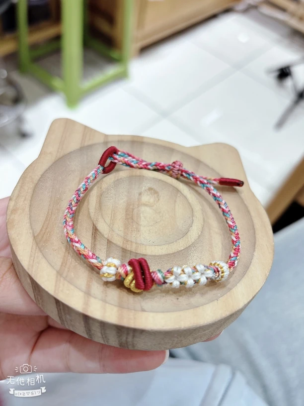 非金属布艺手链 酒窝桃花结笑口常开好运自来手工八股辫