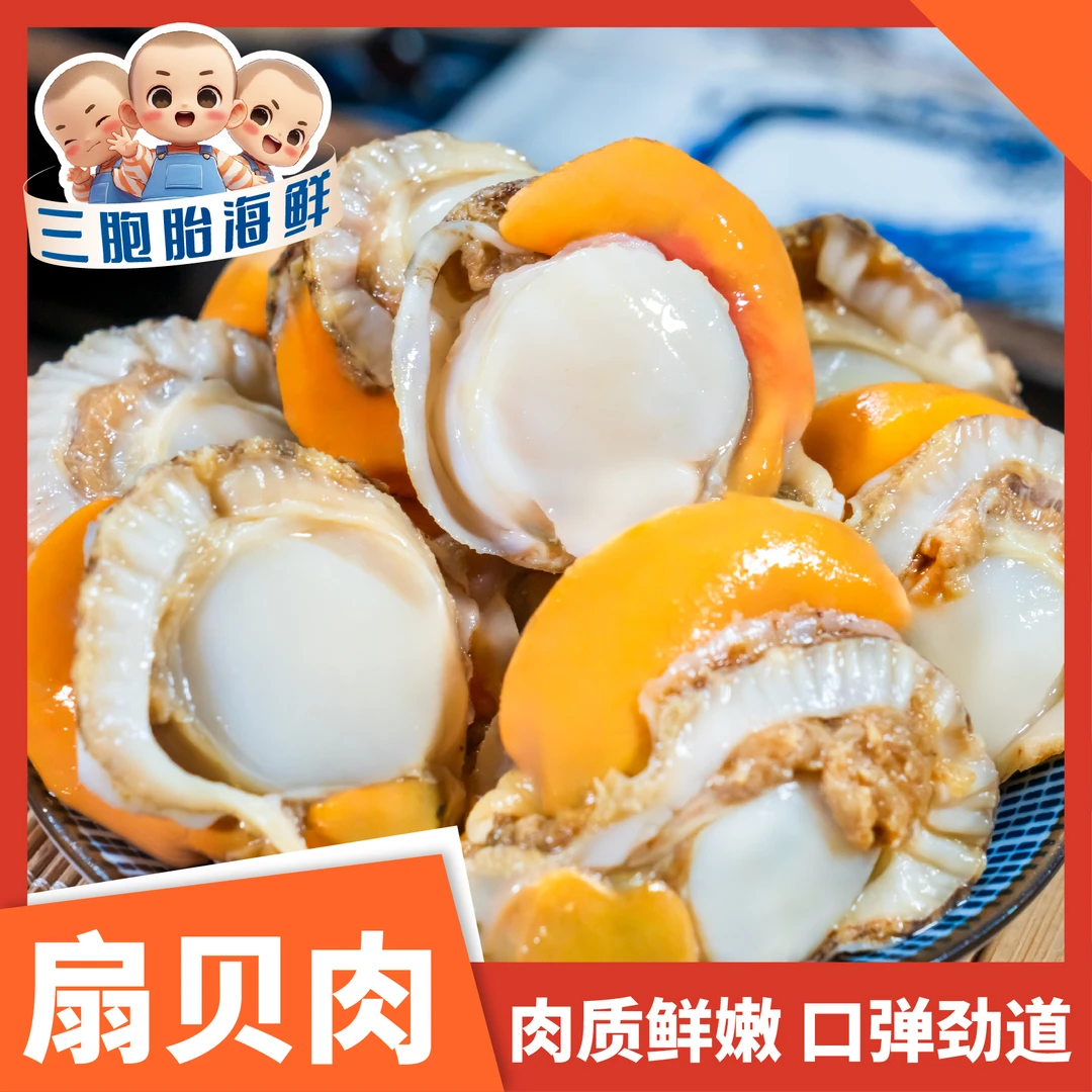 【顺丰发货】③去壳去沙扇贝肉 新鲜上市  肉质鲜嫩 150g*10包