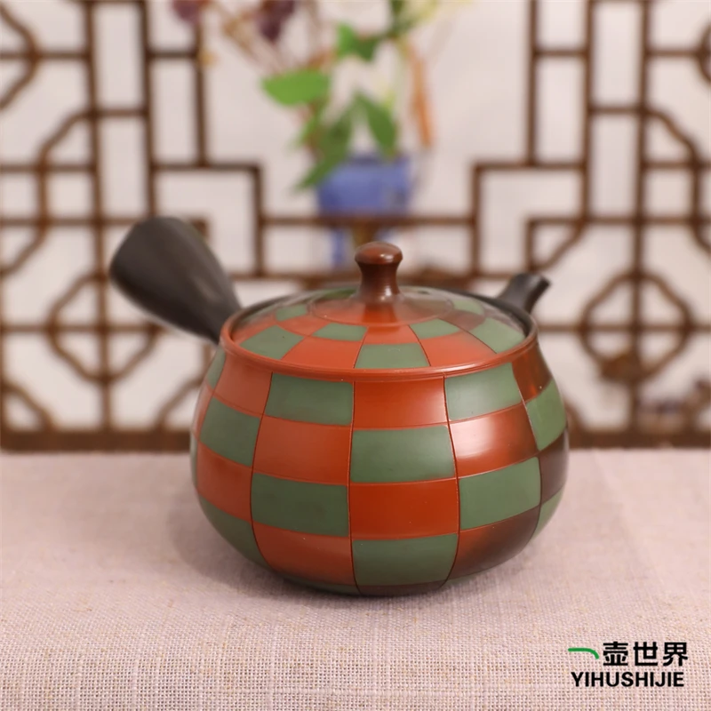 常滑烧急须 石龙 #26市松 210ml 纯手工日式侧把陶茶壶现货