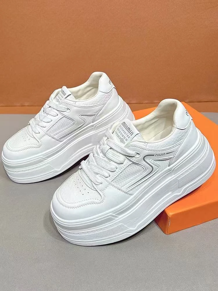 5883厚底6CM小白鞋夏季新款真皮网面透气轻便小个子增高休闲鞋