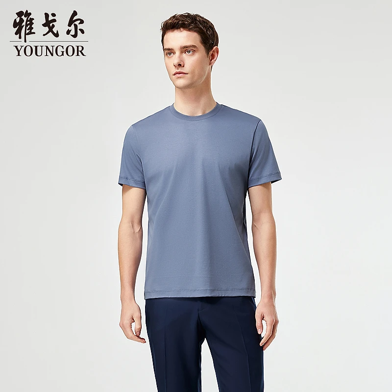 【丝柔棉】雅戈尔夏季男士凉感短袖T恤休闲宽松圆领纯色打底上衣