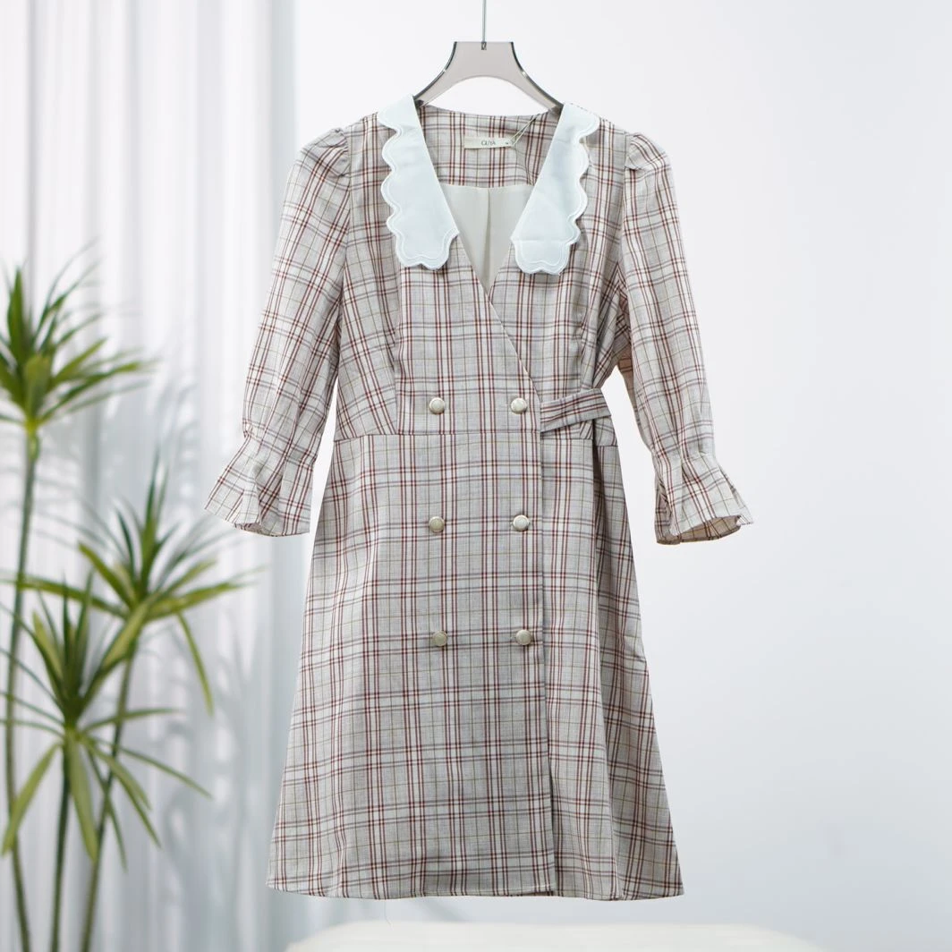 一路童行  谷系列 A062  品牌撤柜女装简约连衣中裙  211YLY218-2