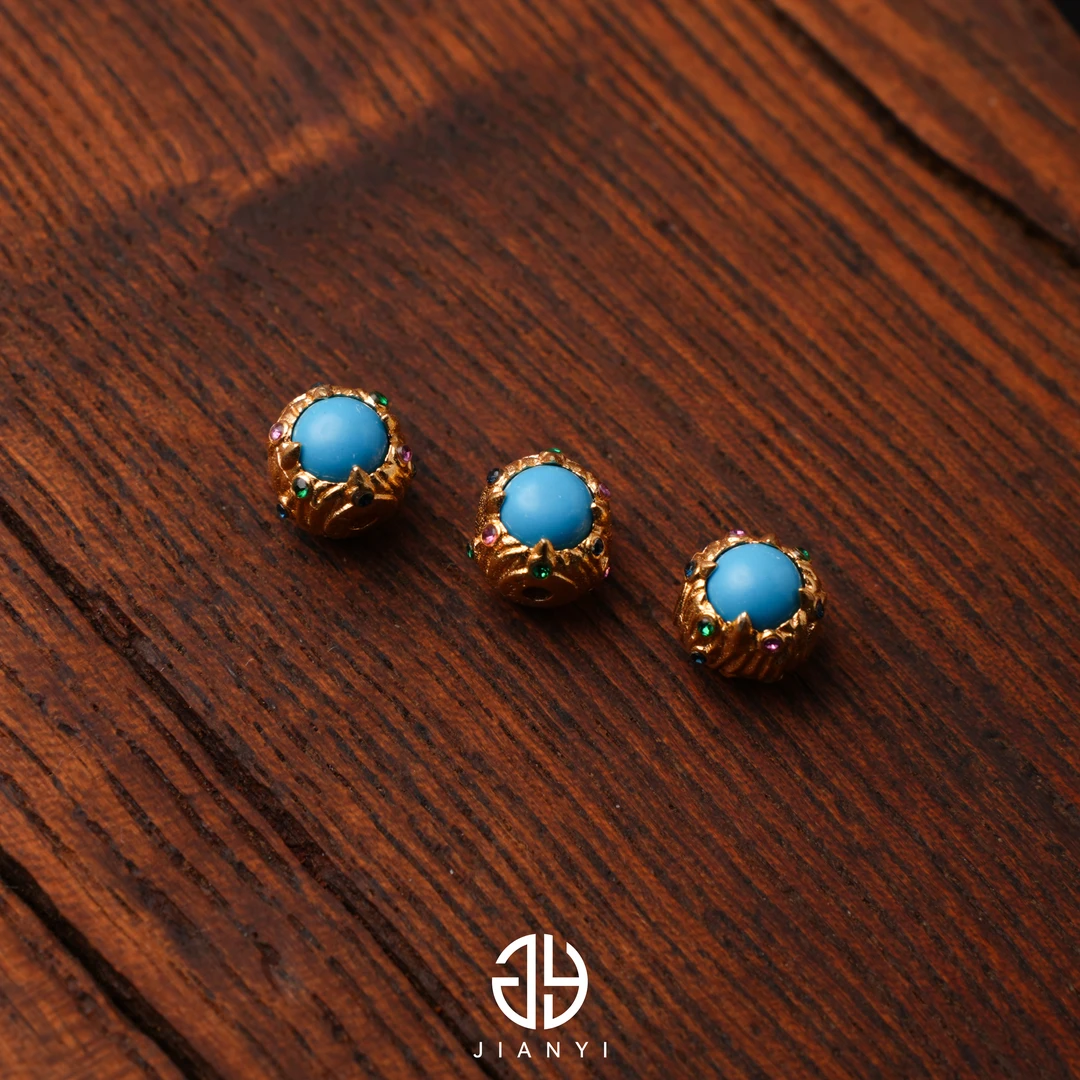 【见一文玩】鬼眼星耀天启魔瞳暴力蓝镶嵌配珠顶珠文玩配饰 JY107