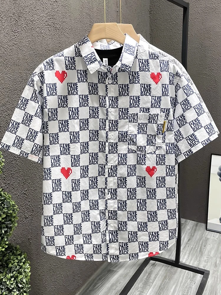 瑟图肖欧货轻奢潮牌夏季短袖衬衫男高端个性印花休闲百搭半袖衬衣