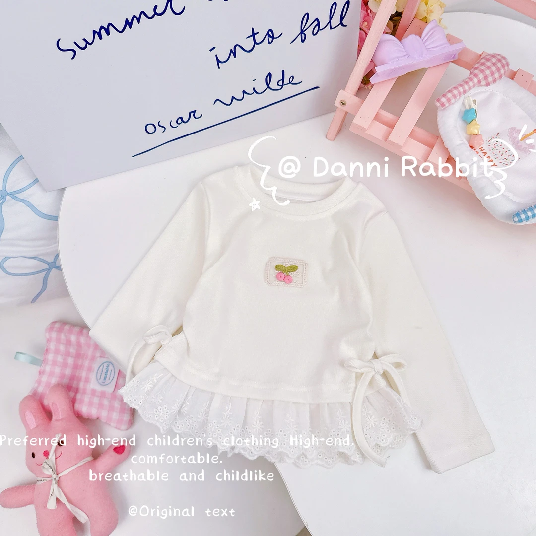 「Dannirabbit」【可爱甜美】小樱桃百搭抽绳女童春秋打底衫【K-1123】