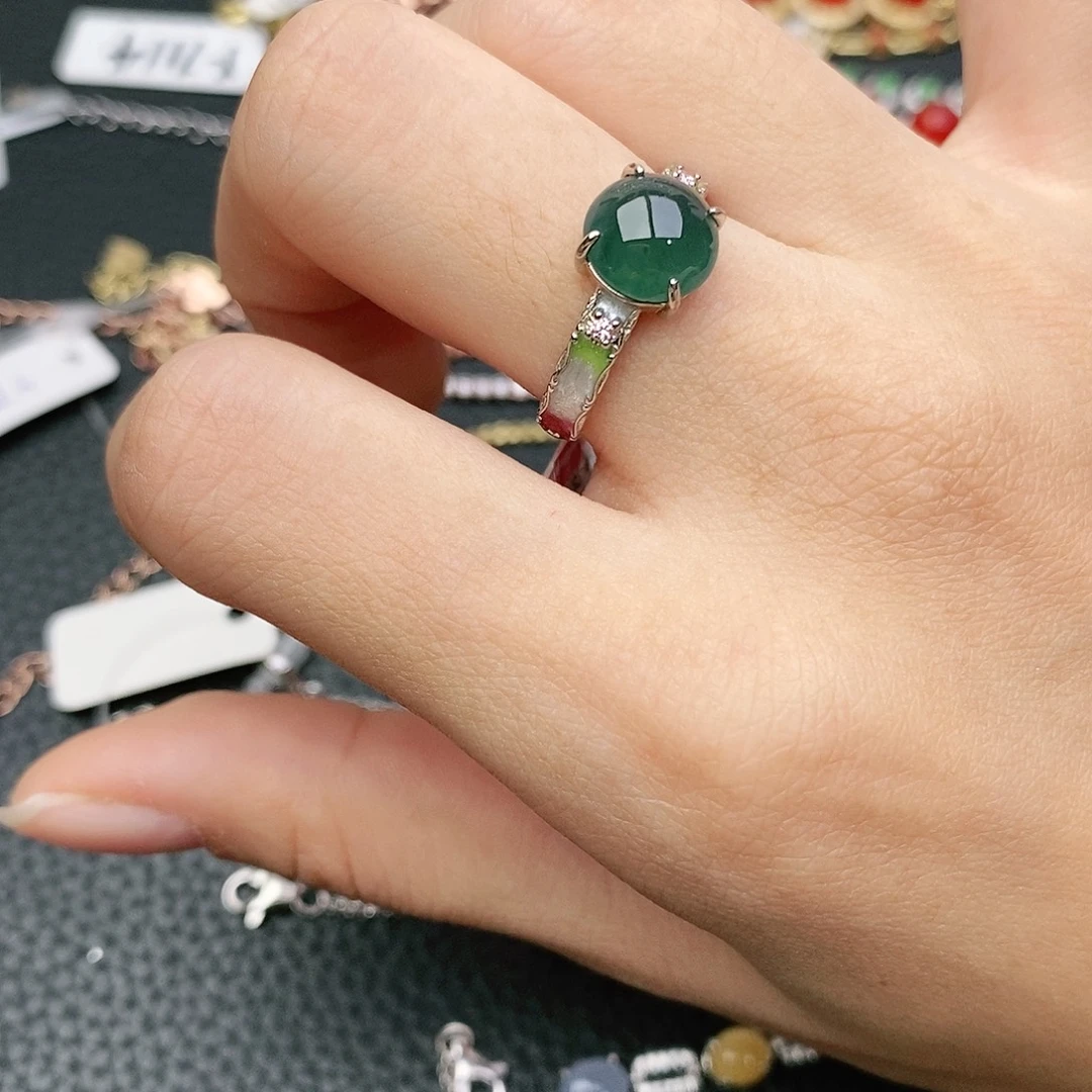 翡翠银S925镶嵌戒指