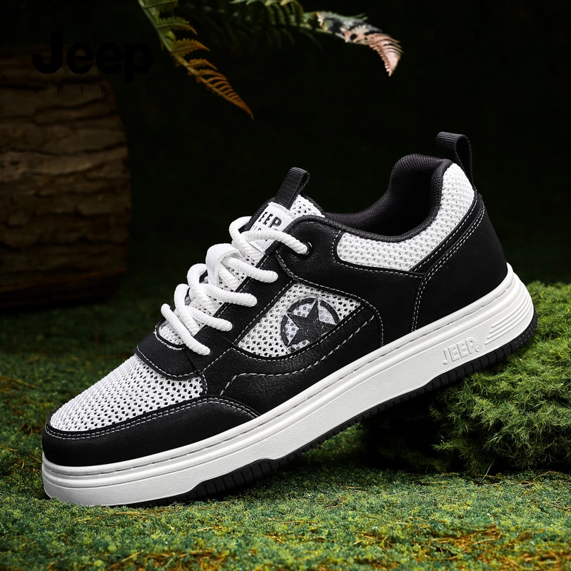 JEEPSPIRIT吉普休闲板鞋2025秋季新款男鞋网面透气运动鞋男款鞋子