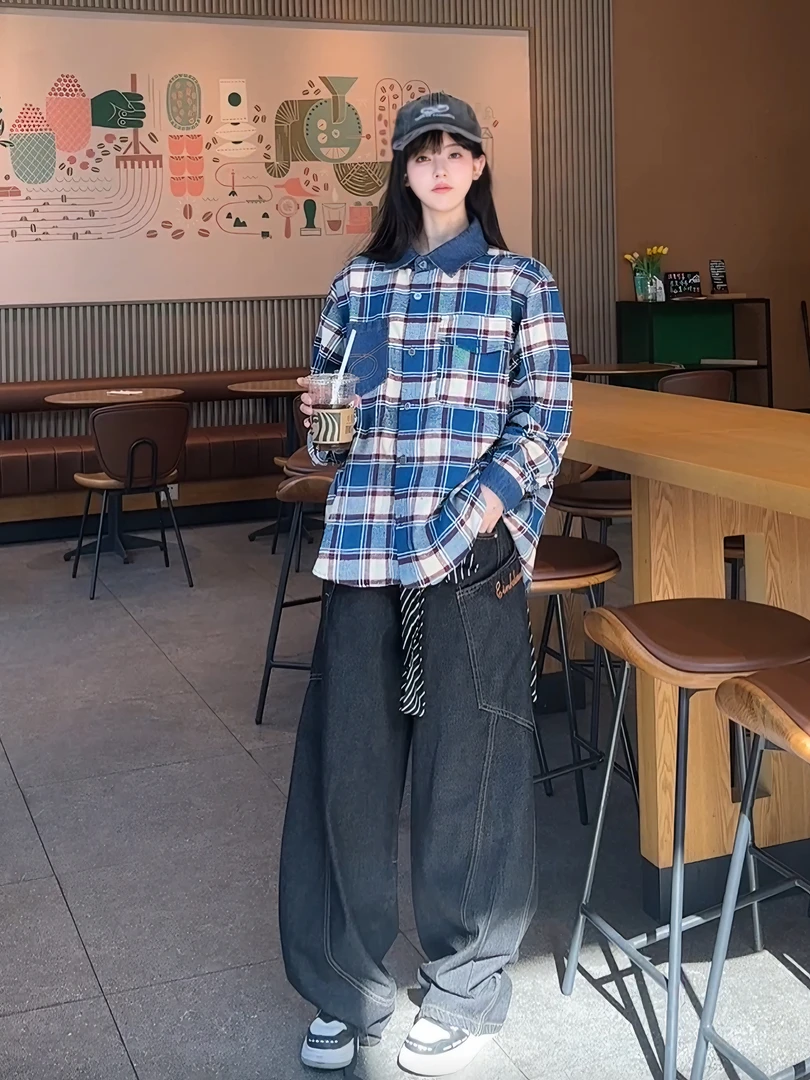 【运费险】金一专属美式复古小众高级感格子长袖衬衫春秋百搭外套