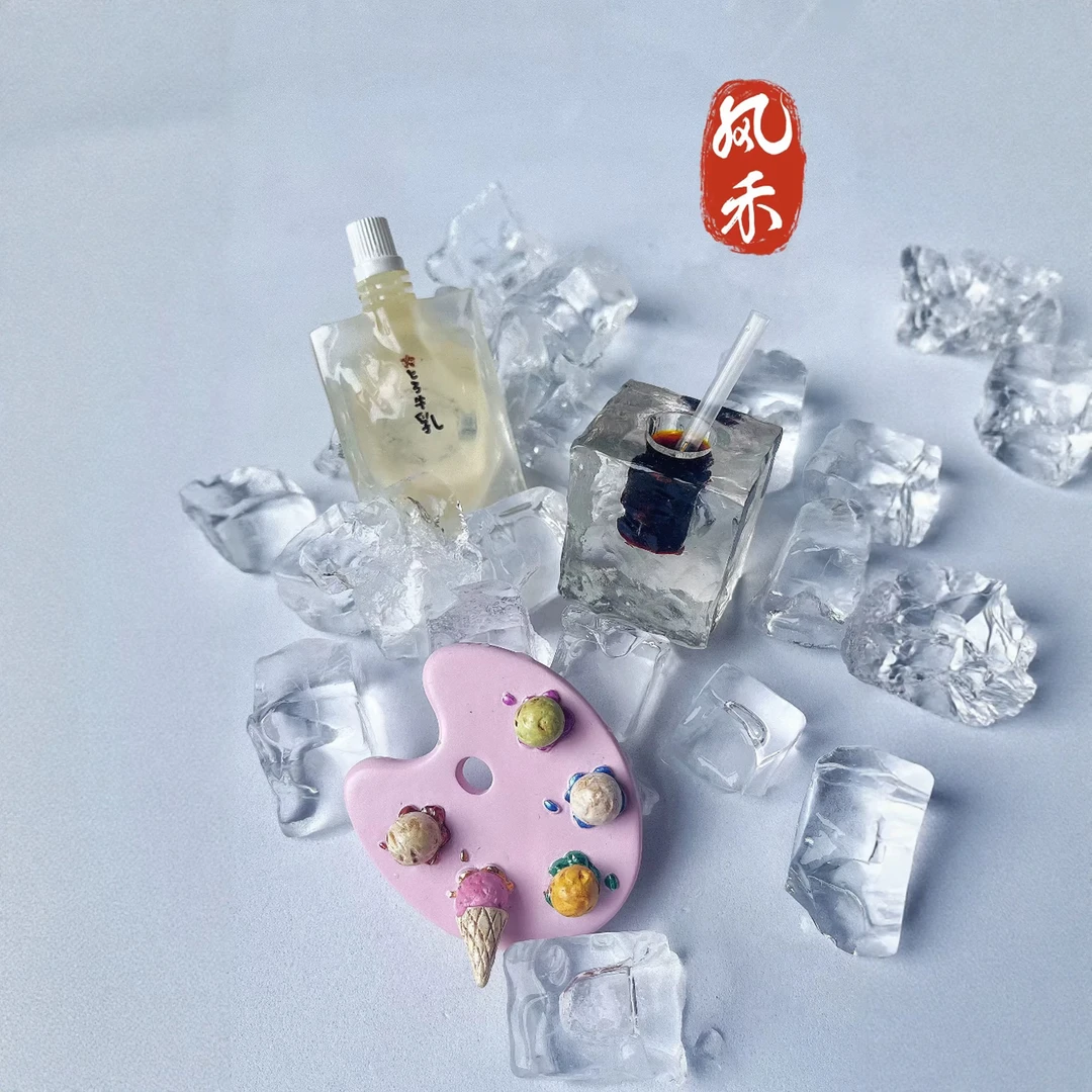 风禾文创磁吸贴冰箱贴树脂手绘瓦片烤肉茶果子