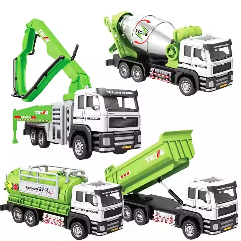 合金工程车水泥搅拌车玩具混凝土翻斗车罐车汽车模型男孩生日礼物