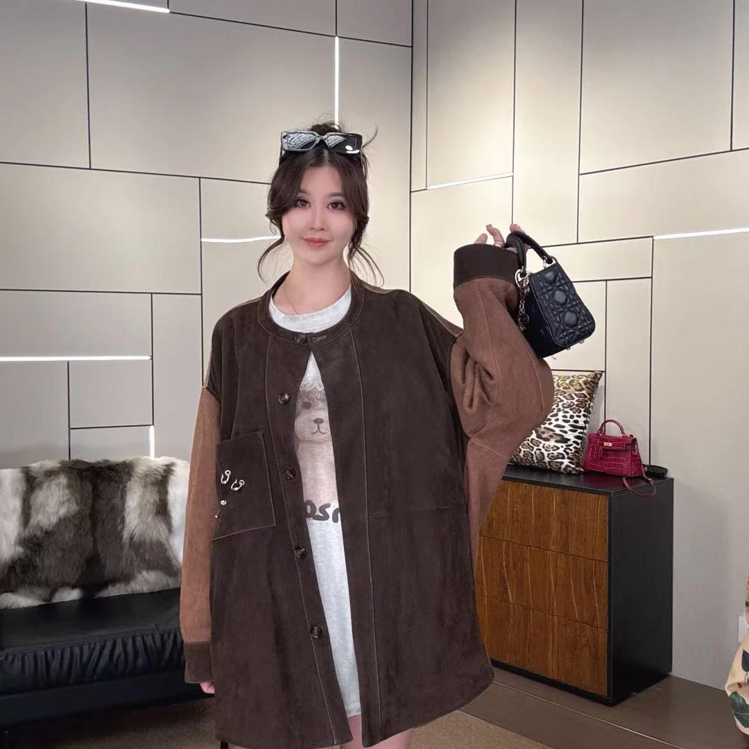 LL【女王优选】潮品时尚春秋秀款设计师海宁皮衣外套720牛仔网红